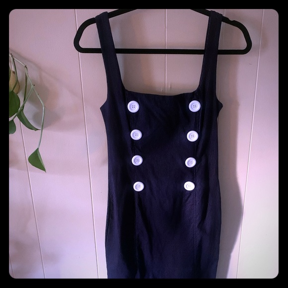 Dresses & Skirts - Navy blue and White Pin Strip Bodycon Dress